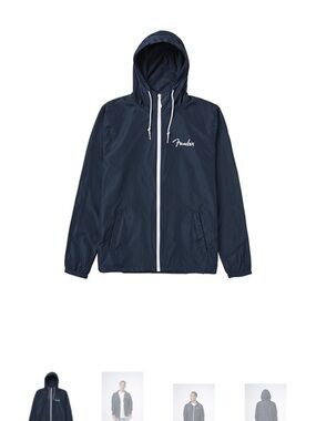 Fender guitars Navy Hooded Zip Windbreaker